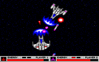 SplayMaster (DOS) screenshot: A very close encounter between the ships.