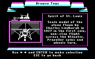 The Toy Shop (DOS) screenshot: Select a toy.