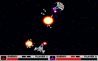 SplayMaster (DOS) screenshot: An intense fight.