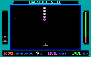 Galactic Battle (DOS) screenshot: Bonus wave