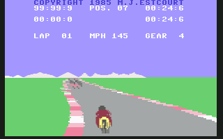 Speed King (Commodore 64) screenshot: Racing along
