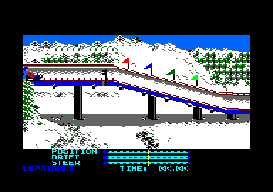 The Games: Winter Edition (Amstrad CPC) screenshot: At the starting area for Luge.