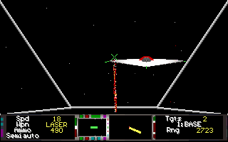 Gamma Wing (DOS) screenshot: Ha, hit him back!