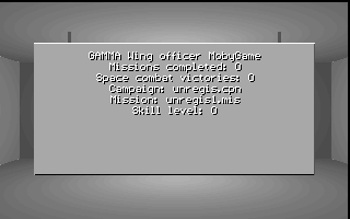 Gamma Wing (DOS) screenshot: Player stats