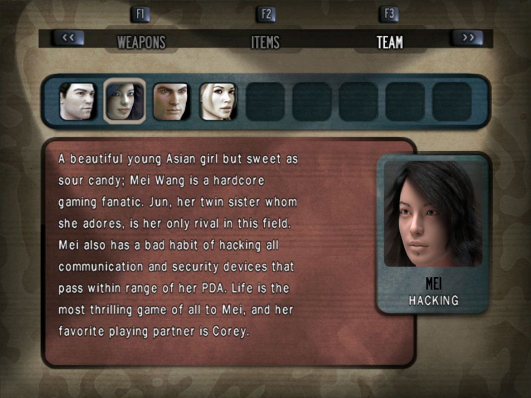 Obscure: The Aftermath (Windows) screenshot: Details about the available characters