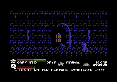 Garfield: Big, Fat, Hairy Deal (Commodore 64) screenshot: It's all gone dark