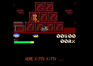 Garfield: Big, Fat, Hairy Deal (Amstrad CPC) screenshot: Into the basement.