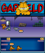 Garfield: Robocats from Outer Space! (J2ME) screenshot: First level: Garfield attacks with his paws.