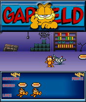 Garfield: Robocats from Outer Space! (J2ME) screenshot: This is what happens if you don't button mash insanely.