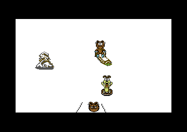 Garfield: Winter's Tail (Commodore 64) screenshot: Whee! Jumping the log.