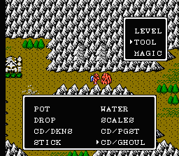 Gargoyle's Quest II (NES) screenshot: Using a key item on the world map to destroy the barrier.