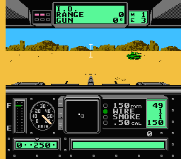 Garry Kitchen's Battletank (NES) screenshot: Shooting at an enemy tank.