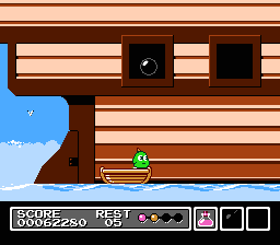 Mr. Gimmick (NES) screenshot: A surprise attack from above!