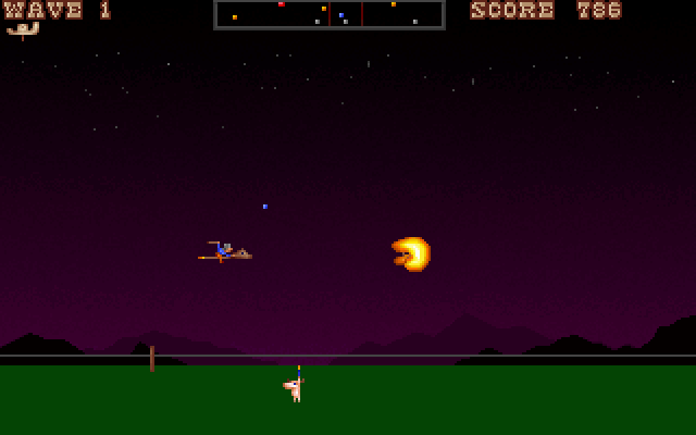 The Geekwad: Games of the Galaxy (DOS) screenshot: Beefender: Shot down cows along the way.