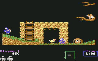 Ghouls 'N Ghosts (Commodore 64) screenshot: King Arthur the duck