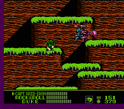 G.I. Joe: A Real American Hero (NES) screenshot: This is the level 4 entry mission, hiking up the mountain