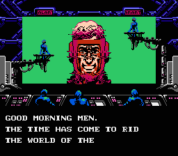 G.I. Joe: A Real American Hero (NES) screenshot: Briefing from General Hawk