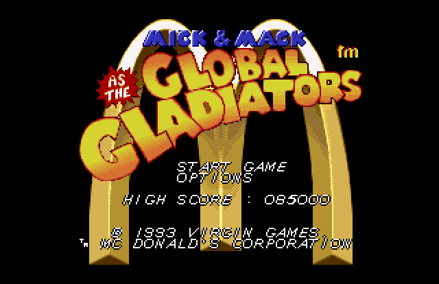 Mick & Mack as the Global Gladiators (Amiga) screenshot: Title