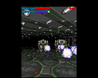 Gloom (Amiga) screenshot: Final showdown with firing robots
