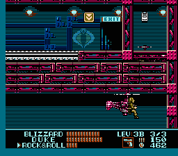 G.I. Joe: A Real American Hero (NES) screenshot: In the maze portion of the second level, you can commandeer enemy equipment such as this personal helicopter