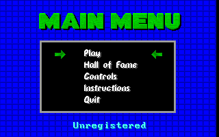 Gobman (DOS) screenshot: Main menu