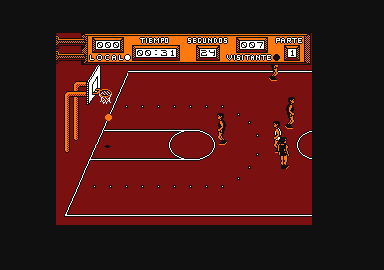 Golden Basket (Amstrad CPC) screenshot: Scoring with a long distance shot