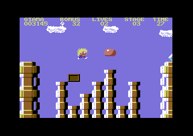 The Great Giana Sisters (Commodore 64) screenshot: This jump is more difficult than it looks