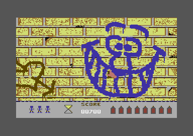 Graffiti Man (Commodore 64) screenshot: Time to do some major graffiti