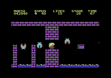 The Great Giana Sisters (Commodore 64) screenshot: You often have to jump through narrow passages