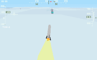 Gunship 2000: Philippine Islands & Antarctica Scenario Disk With Mission Builder (DOS) screenshot: Missile view [Antarctica campaign]