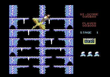 Halcyon (Commodore 64) screenshot: Being taken to next stage