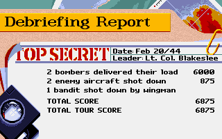 The Heroes of the 357th (DOS) screenshot: Debriefing screen