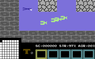 Hero of the Golden Talisman (Commodore 64) screenshot: Chased by piranhas