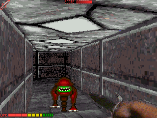 The Hidden Below (DOS) screenshot: Encountering the first enemy.