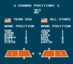 Super Dodge Ball (NES) screenshot: Player position