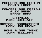 Home Alone (Game Boy) screenshot: Credits