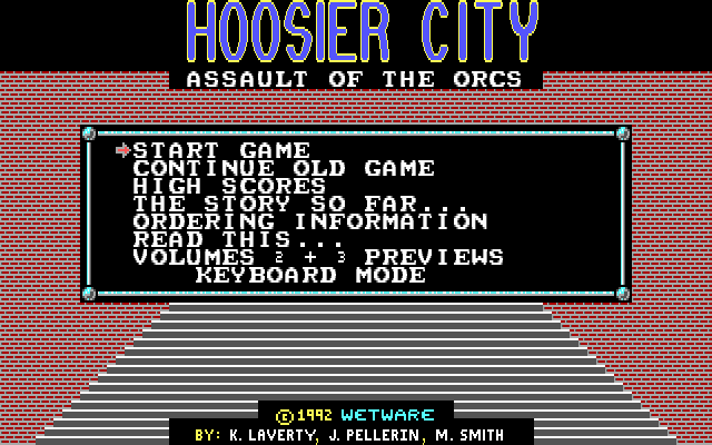 Hoosier City (DOS) screenshot: Episode I - Main menu