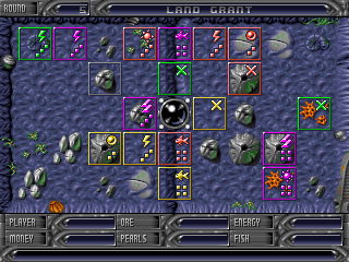 Subtrade: Return to Irata (DOS) screenshot: Land grant. Pick the best slice of the pie.
