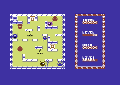 Humpty Dumpty meets the Fuzzy Wuzzies (Commodore 64) screenshot: Board rotated