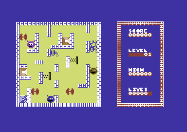 Humpty Dumpty meets the Fuzzy Wuzzies (Commodore 64) screenshot: Humpty goes splat
