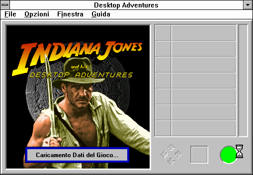 Indiana Jones and his Desktop Adventures (Windows 3.x) screenshot: Guida? Mamma mia, this is the start screen to la verzione Italiano! Let that be a warning for all of you warez kids out there: you get what you pay for!