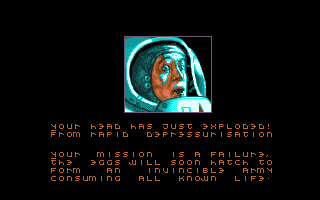 Infestation (Amiga) screenshot: Game over screen