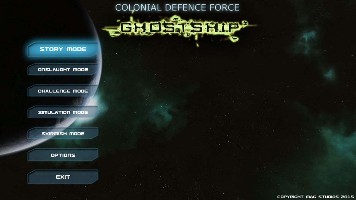 Colonial Defence Force Ghostship (Windows) screenshot: Title screen / Main menu
