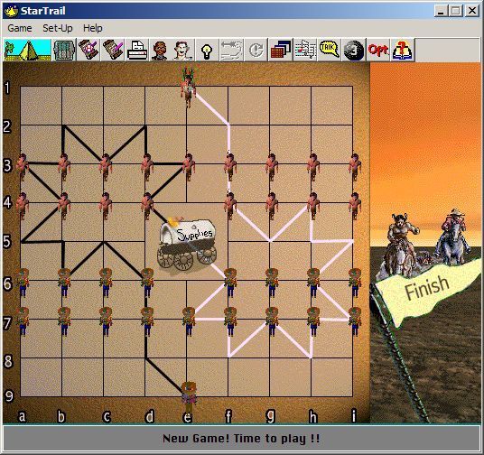 Internet Board Games: Network Edition (Windows) screenshot: The board for a game of Wild West: Star Trail. there are three different backgrounds to this game