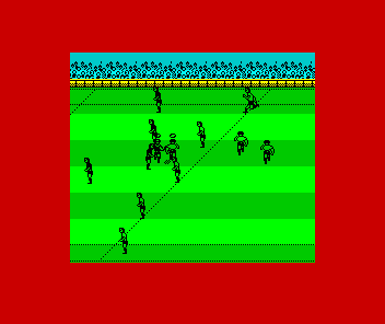 International Rugby Simulator (ZX Spectrum) screenshot: Midfield action