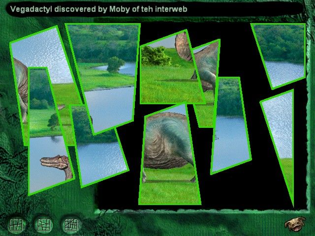 Disney's Dinosaur Activity Center (Windows) screenshot: The finished puzzle, ready to assemble.