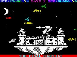 Destructo (ZX Spectrum) screenshot: The stronghold of Dr. Destructo is heavily protected