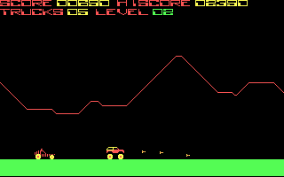 Offroad (DOS) screenshot: Level 2, the red cars are faster than you