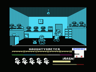 Jack the Nipper (MSX) screenshot: Go to the mirror-like object in the upper-left corner