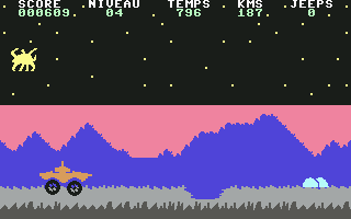Jeep (Commodore 64) screenshot: You have eliminated another UFO